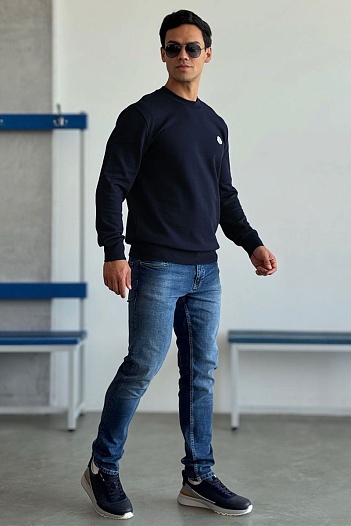 Свитшот тёмно-синего цвета Moncler logo-patch   