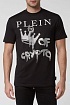 Чёрная футболка со стразами Philipp Plein king of crypto