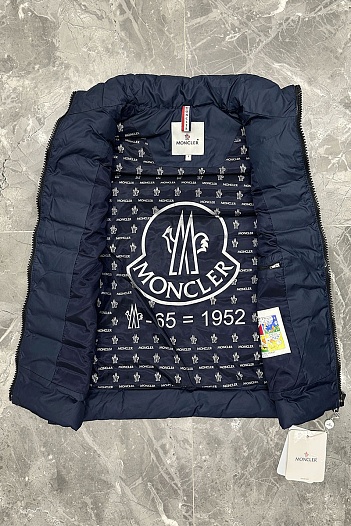 Жилет тёмно-синего цвета Moncler logo-patch   