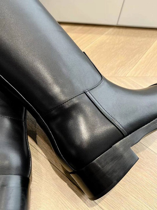 Женские кожаные сапоги Chanel Premium - Black