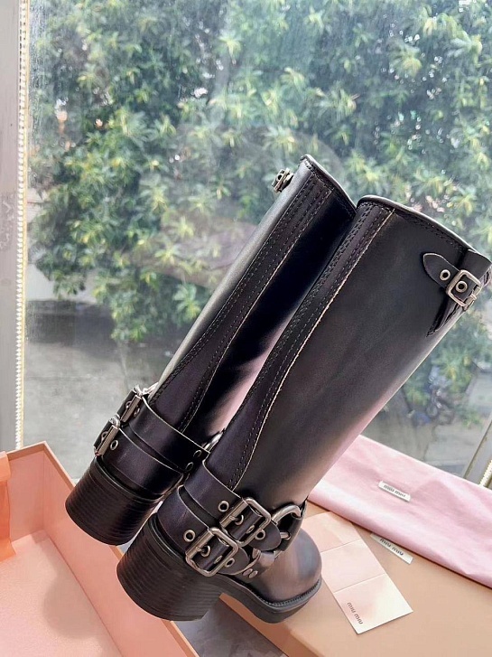 Женские кожаные сапоги MIU MIU Ankle Premium