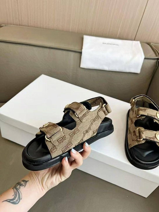 Женские сандалии Balenciaga Jacquard Premium - Brown