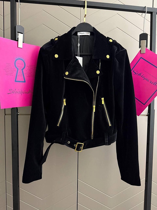 Женская бархатная косуха Schiaparelli premium - Black