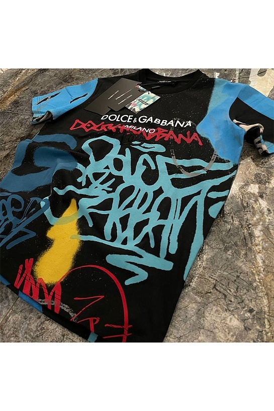 Чёрная футболка Dolce & Gabbana graffiti-print