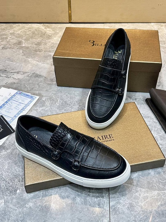 Мужские кожаные лоферы Billionaire чёрного цвета
