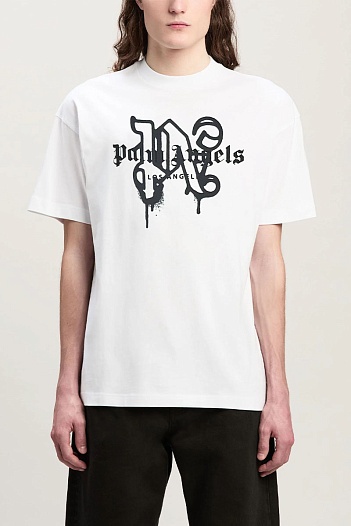 Белая футболка Palm Angels Los Angeles monogram spray   