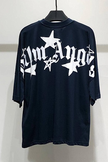 Тёмно-синяя оверсайз футболка Palm Angels "Stars"   