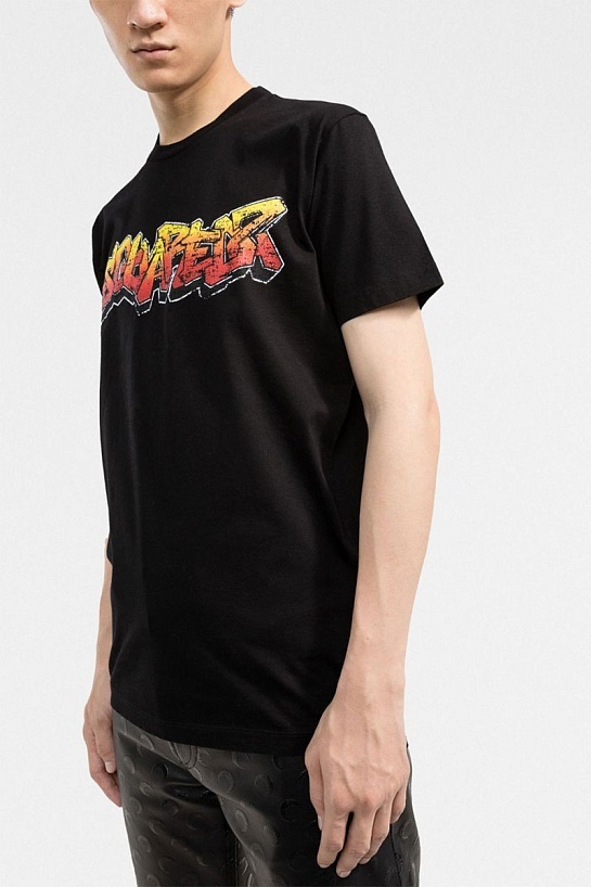 Мужская чёрная футболка Dsquared2 logo-print