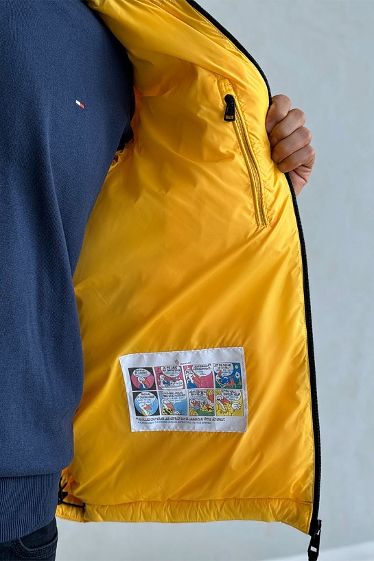 Утеплённая куртка Moncler Peuplier logo-patch - Yellow / Black