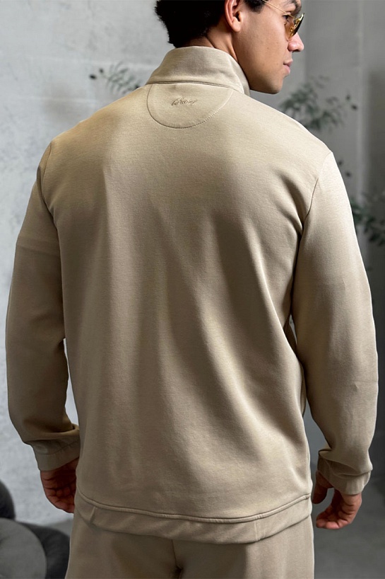 Бежевая кофта на молнии Brioni B-еmbroidery