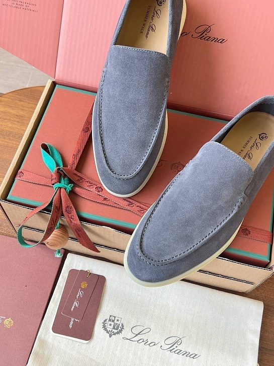 Замшевые лоферы Loro Piana Premium - Grey