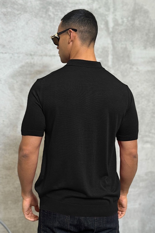 Мужское поло чёрного цвета Zilli zip neck