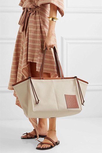 Женская сумка Loewe Cushion Sand Canvas Tote 32x25 см   
