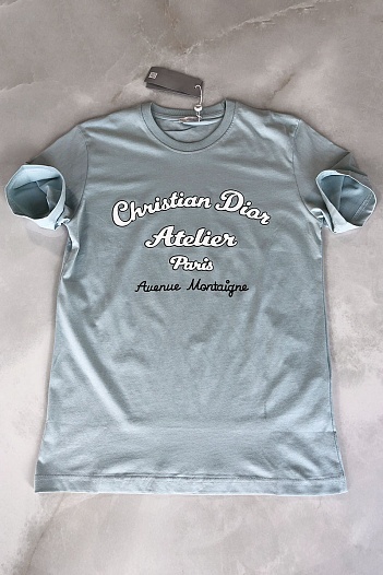 Сине-зелёная мужская футболка Christian Dior Atelier   