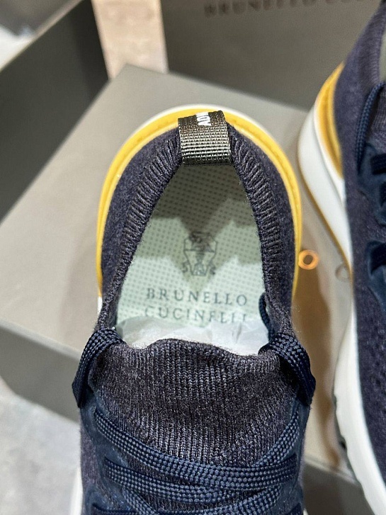 Текстильные кроссовки Brunello Cucinelli синего цвета