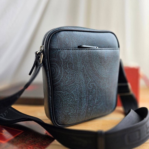 Кожаная сумка Etro с узором пейсли 22x24 см   