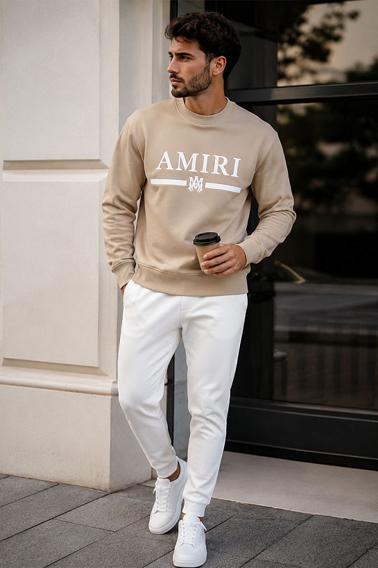 Бежевый свитшот Amiri MA bar crew-sweat