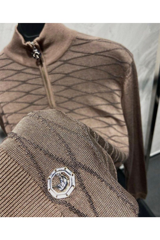 Классическая кофта Stefano Ricci бежевого цвета logo-plaque