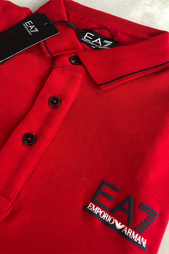 Мужское красное поло Emporio Armani 7