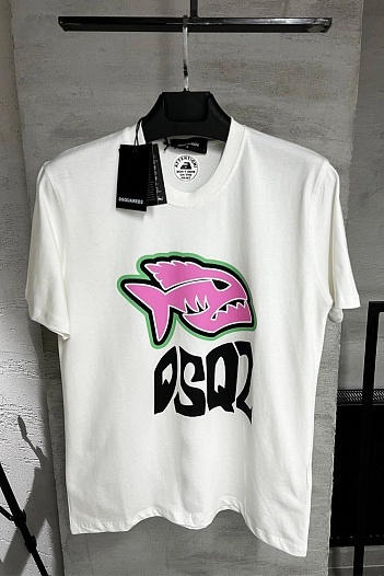 Белая футболка Dsquared2 Piranha graphic print   