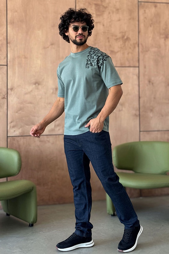 Мужская зелёная футболка Y-3 Yohji Yamamoto