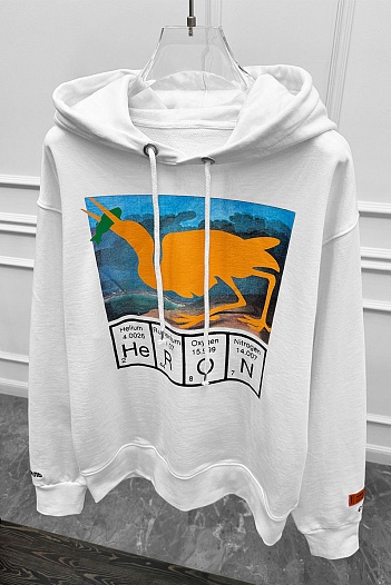 Белое оверсайз худи Heron Preston Periodic   