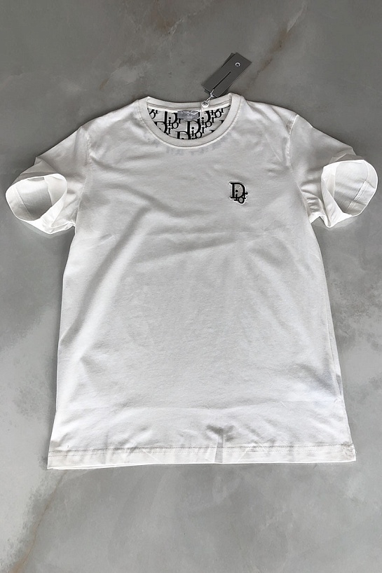 Белая мужская футболка Dior embroidered logo