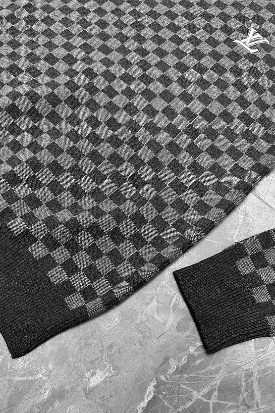 Мужская кофта серого цвета Louis Vuitton Damier embossed logo