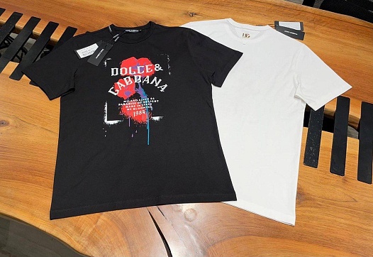 Белая мужская футболка Dolce & Gabbana floral logo-print   