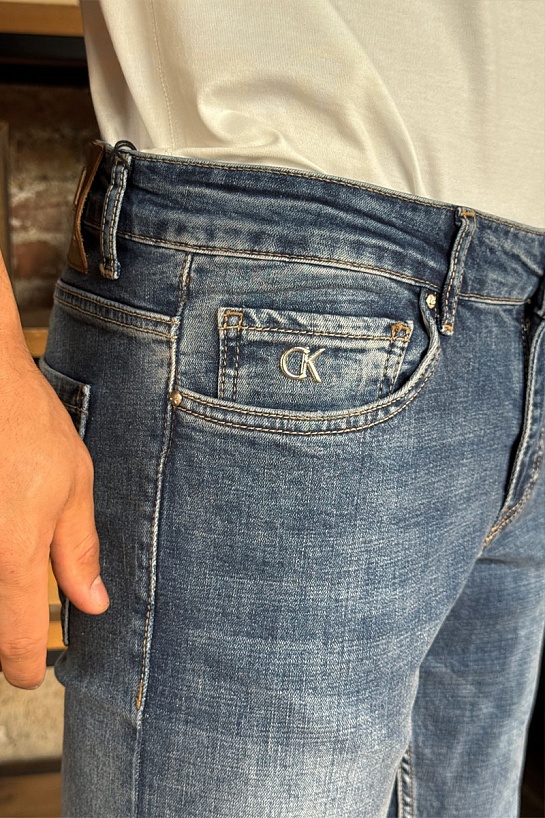Мужские синие джинсы Calvin Klein logo-plaque