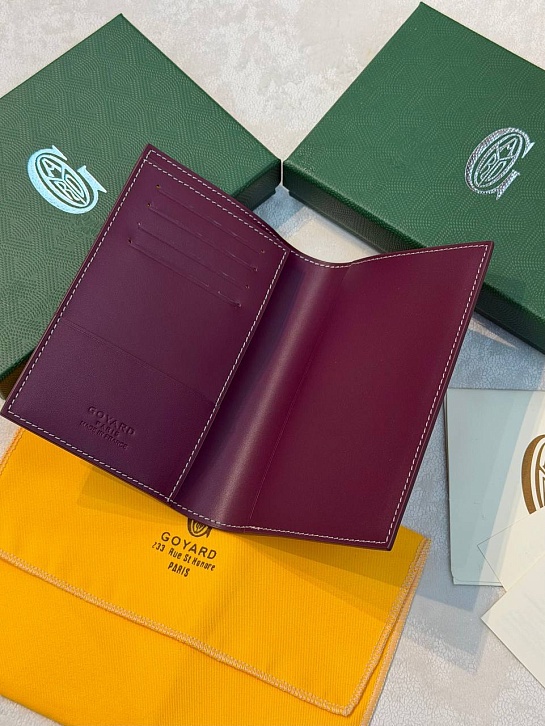 Кожаная обложка для паспорта Goyard Grenelle premium 14x10 см