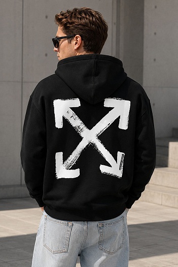 Худи чёрного цвета Off-White "Arrow" logo-print   