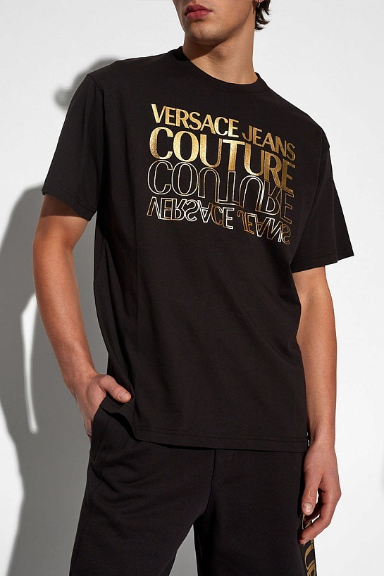 Чёрная футболка Versace Upside Down-logo