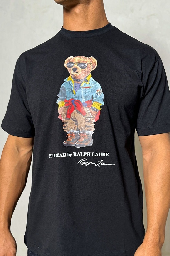 Мужская чёрная футболка Роlо Ralрh Lаurеn "Bear"