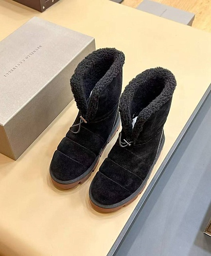 Женские замшевые угги с мехом Brunello Cucinelli Monili Premium   