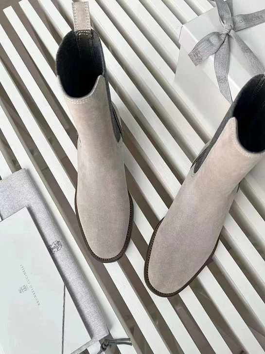Женские замшевые ботинки Brunello Cucinelli Premium - Grey