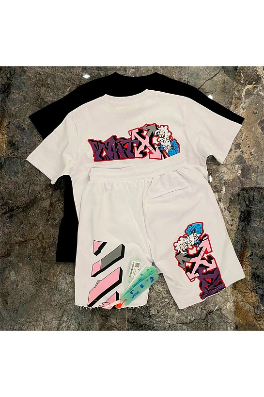 Мужские белые шорты Off-White wizard-print