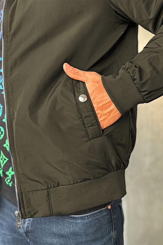 Мужская зелёная ветровка Hugo Boss logo-patch