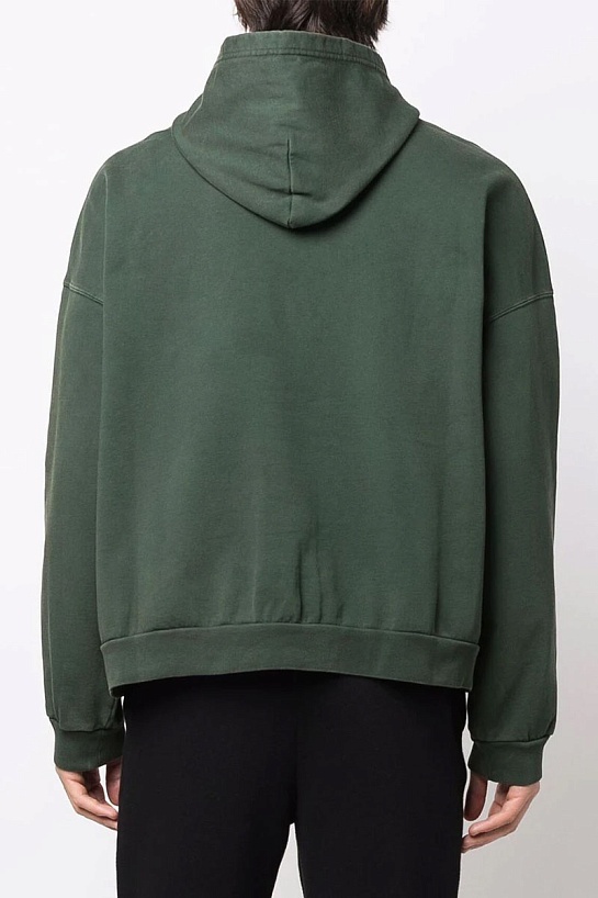 Зелёное худи Balenciaga Paris logo-embroidered