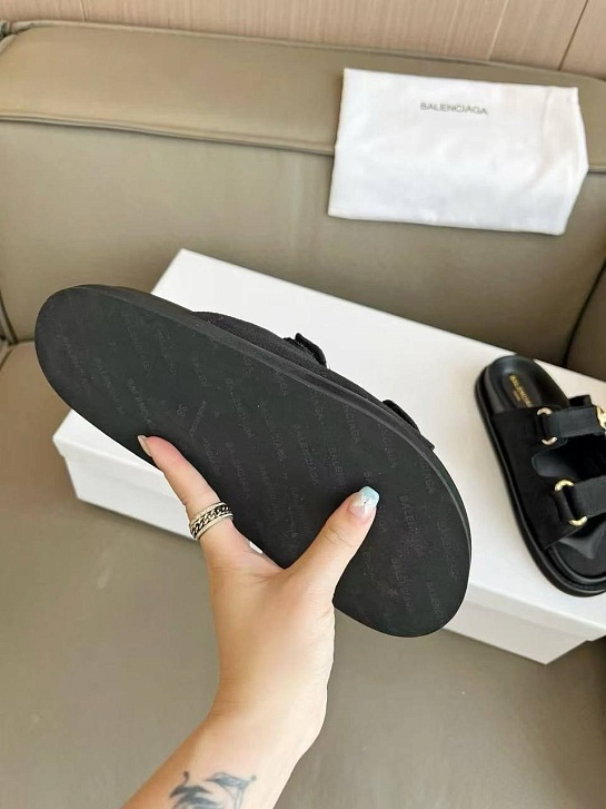 Женские шлёпанцы Balenciaga Jacquard Premium - Black
