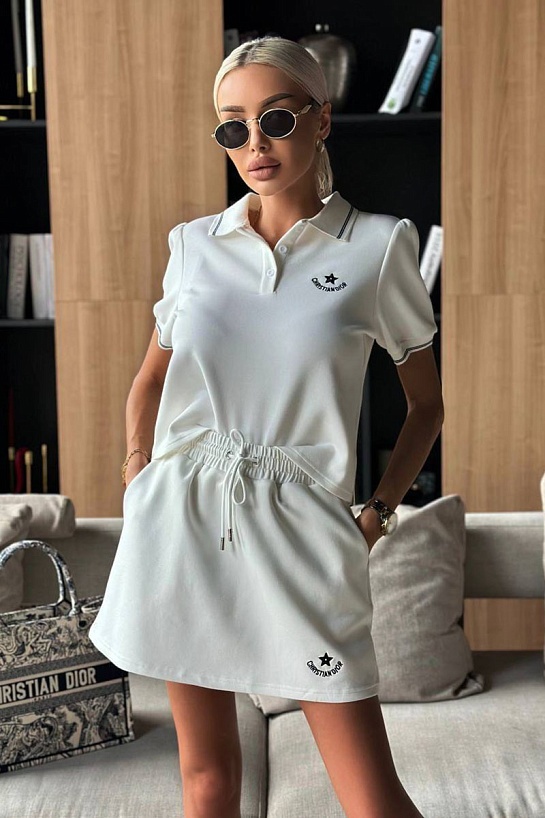 Женский костюм двойка белого цвета Dior