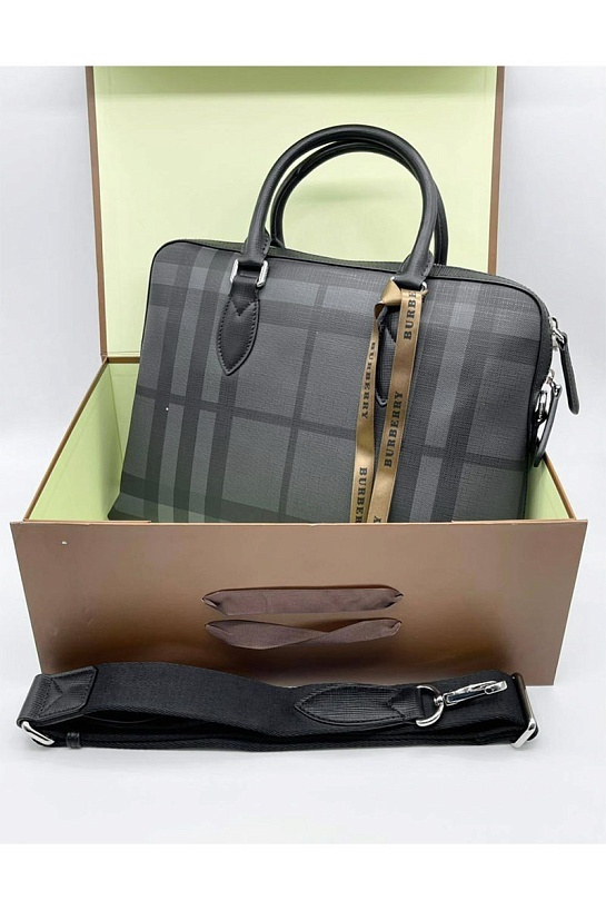 Кожаная сумка Burberry серого цвета 36x28x9 см