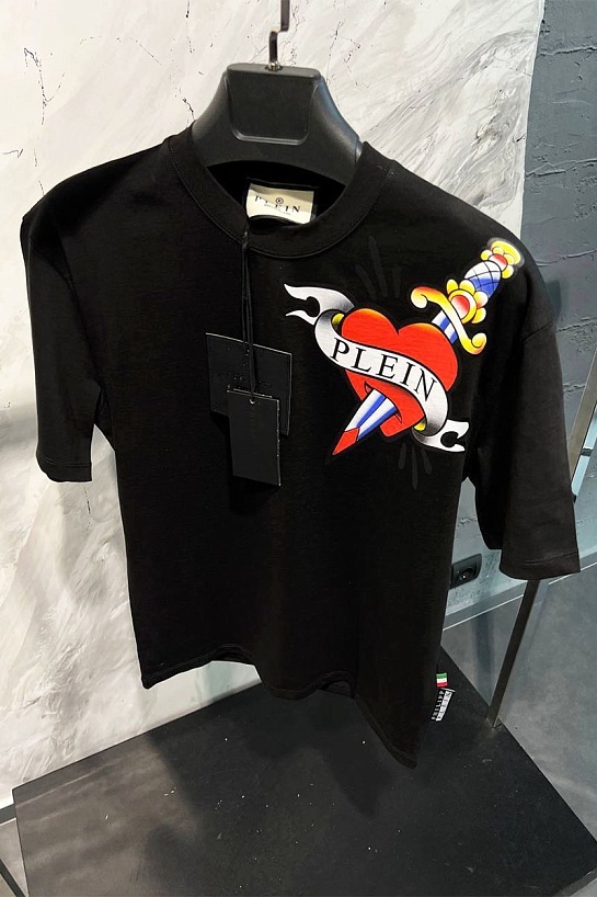 Мужская чёрная футболка Philipp Plein SS Love