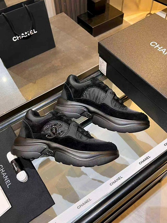 Чёрные женские кроссовки Chanel premium