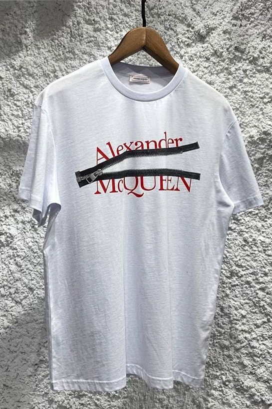 Мужская футболка Alexander McQueen zipped logo - White