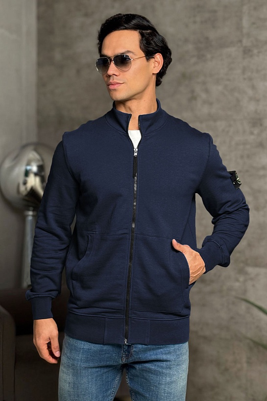 Кофта тёмно-синего цвета Stone Island Zip-Up Compass-patch