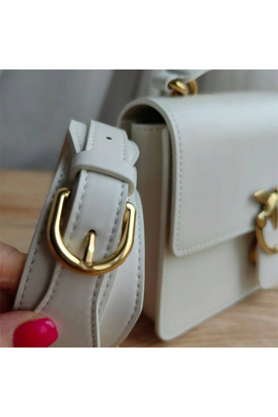 Кожаная сумка Love 25x18 см - White / Gold