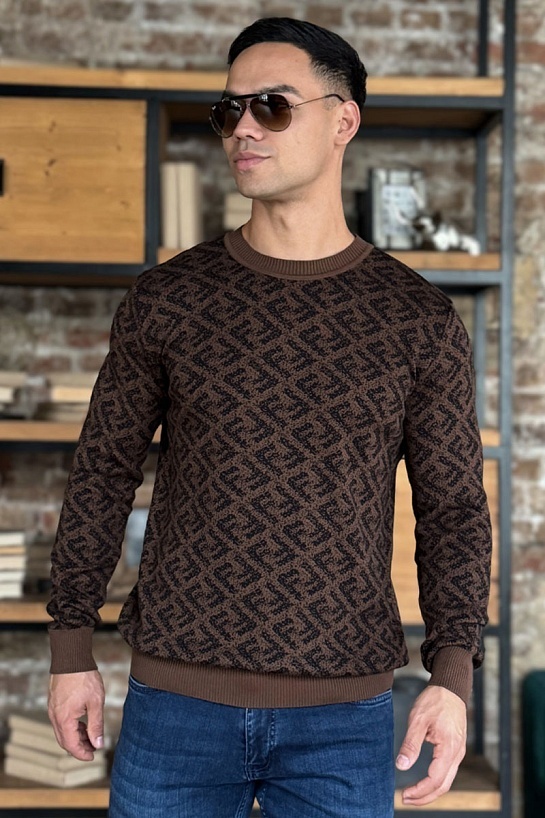 Мужской джемпер Fendi Jacquard FF - Brown