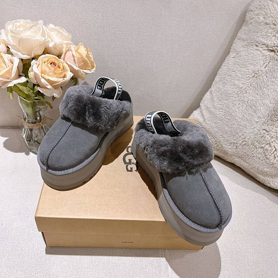 Замшевые женские слиперы с мехом UGG Funkette Platform