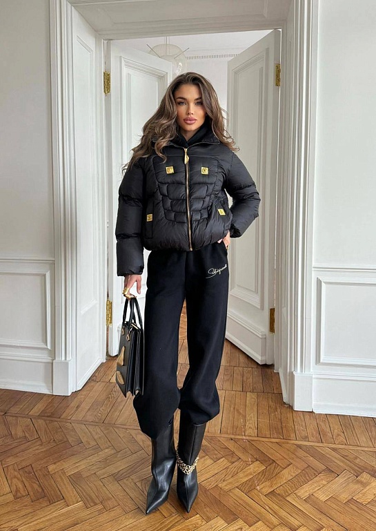 Женский костюм тройка на флисе Schiaparelli premium - Black